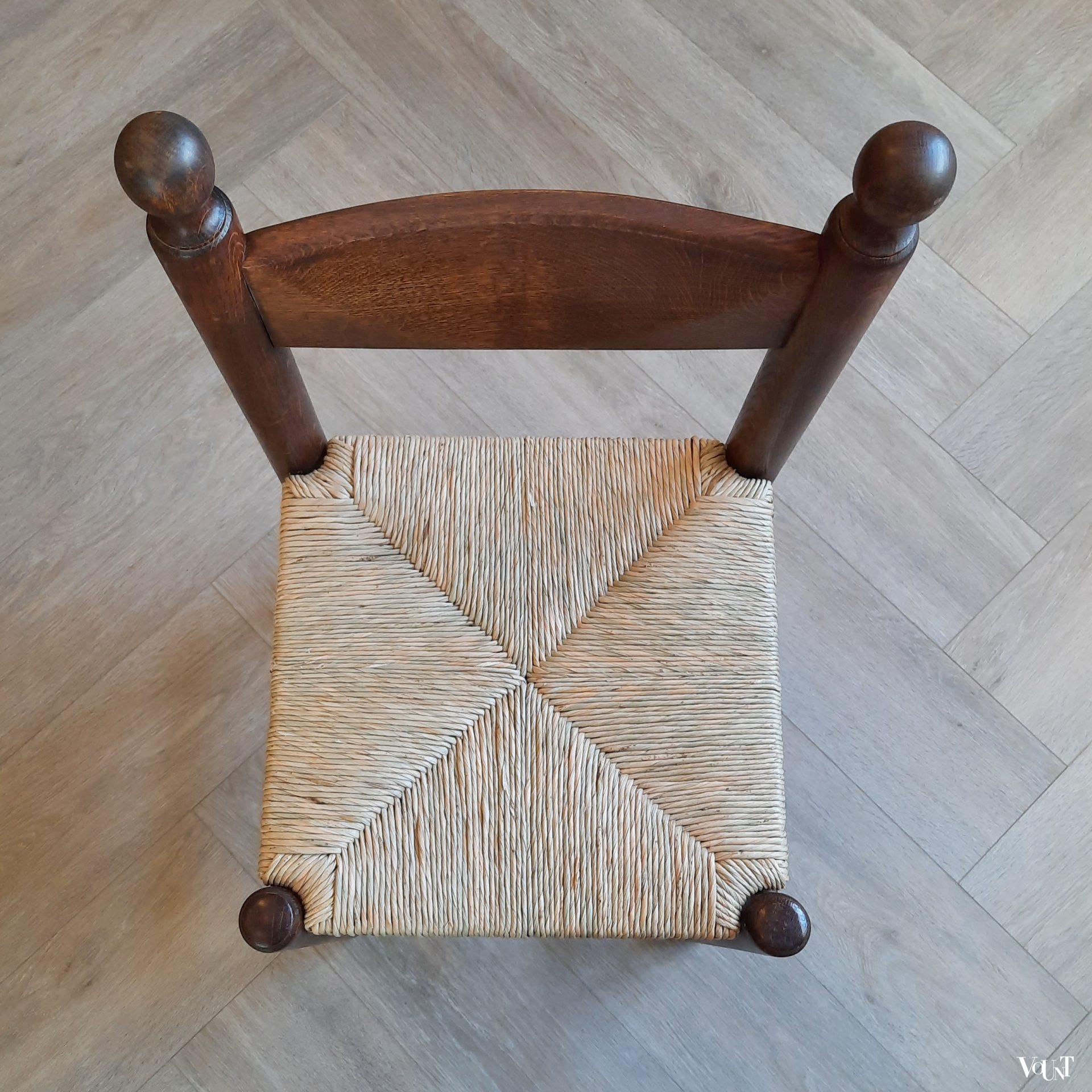 Set van 4 jaren '70 stoelen met nieuwe biezen zitting