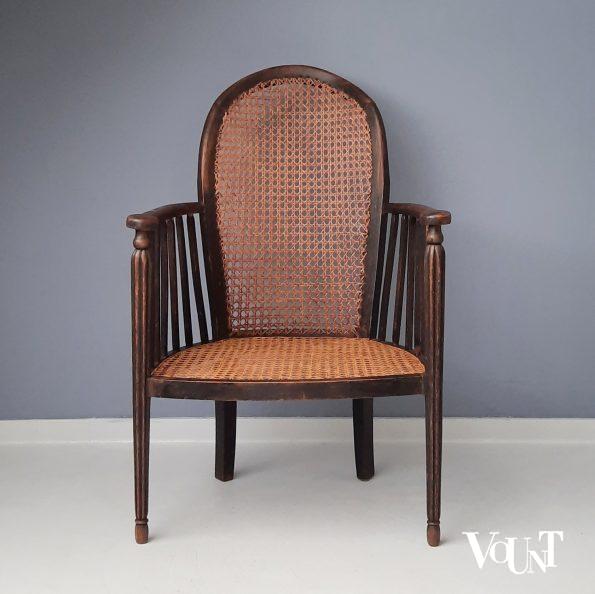 Fauteuil hout en rotan, rond 1900