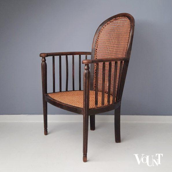 Fauteuil hout en rotan, rond 1900