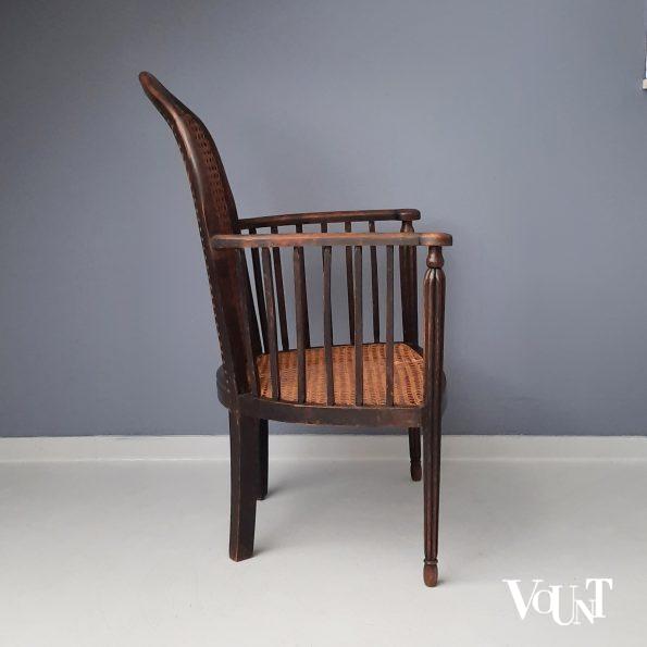 Fauteuil hout en rotan, rond 1900