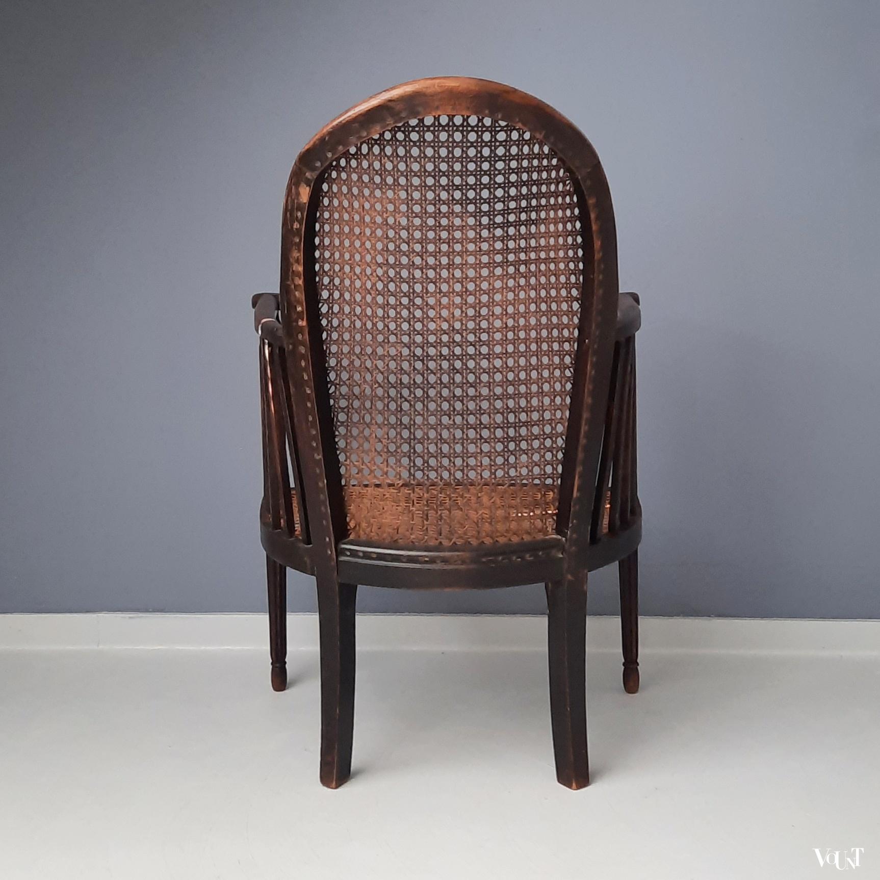 Fauteuil hout en rotan, rond 1900