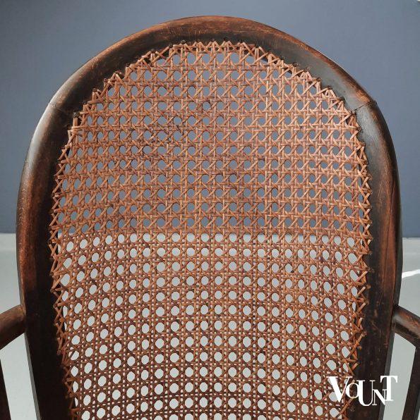 Fauteuil hout en rotan, rond 1900