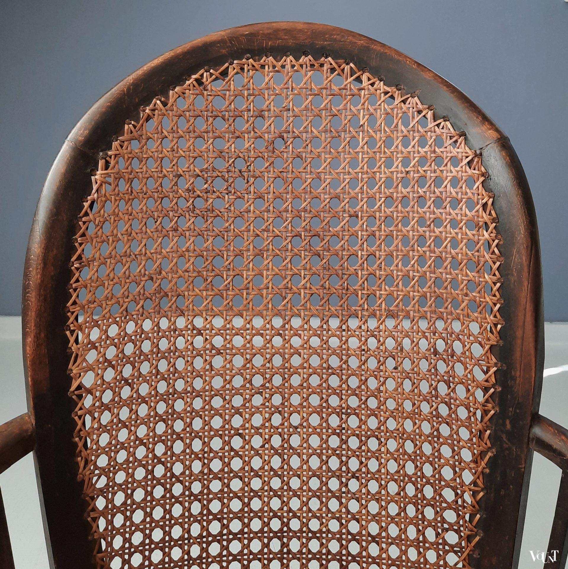 Fauteuil hout en rotan, rond 1900