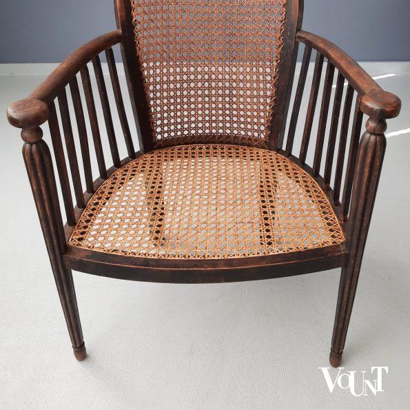 Fauteuil hout en rotan, rond 1900