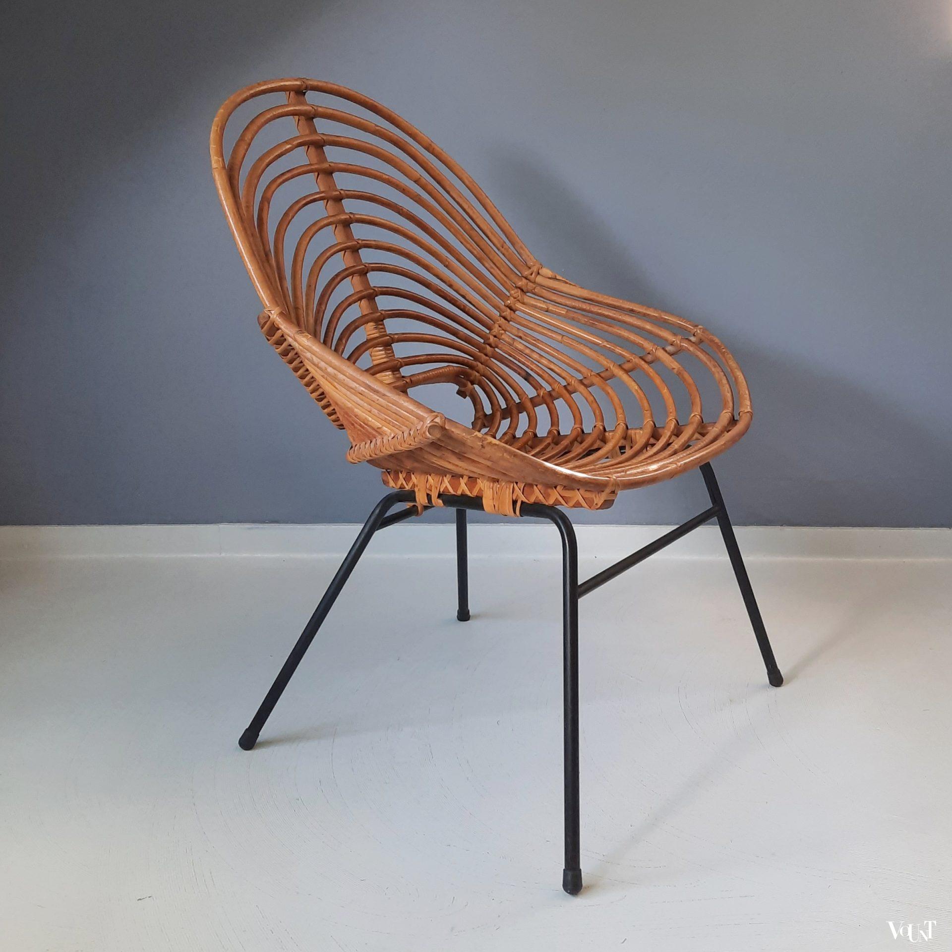 Rotan design stoel, Rohé Noordwolde, jaren '60