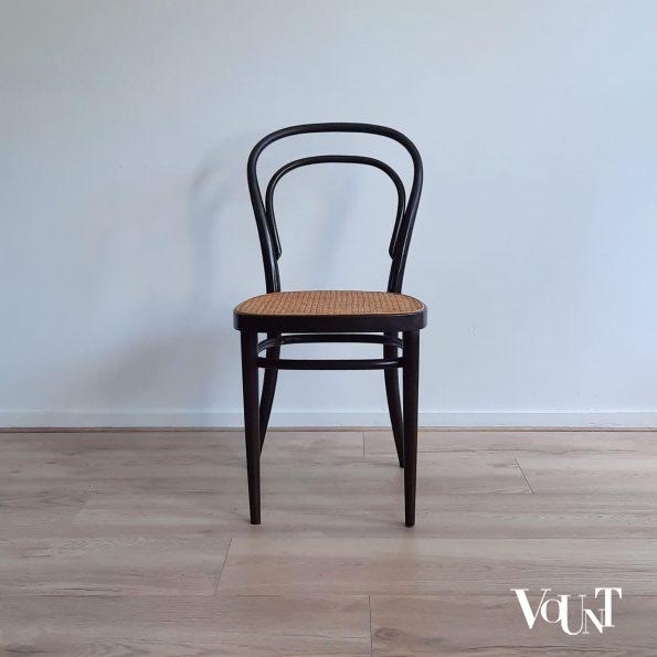 Set van 4 originele donkerbruine Thonet-stoelen nr. 214 R,  jaren '70