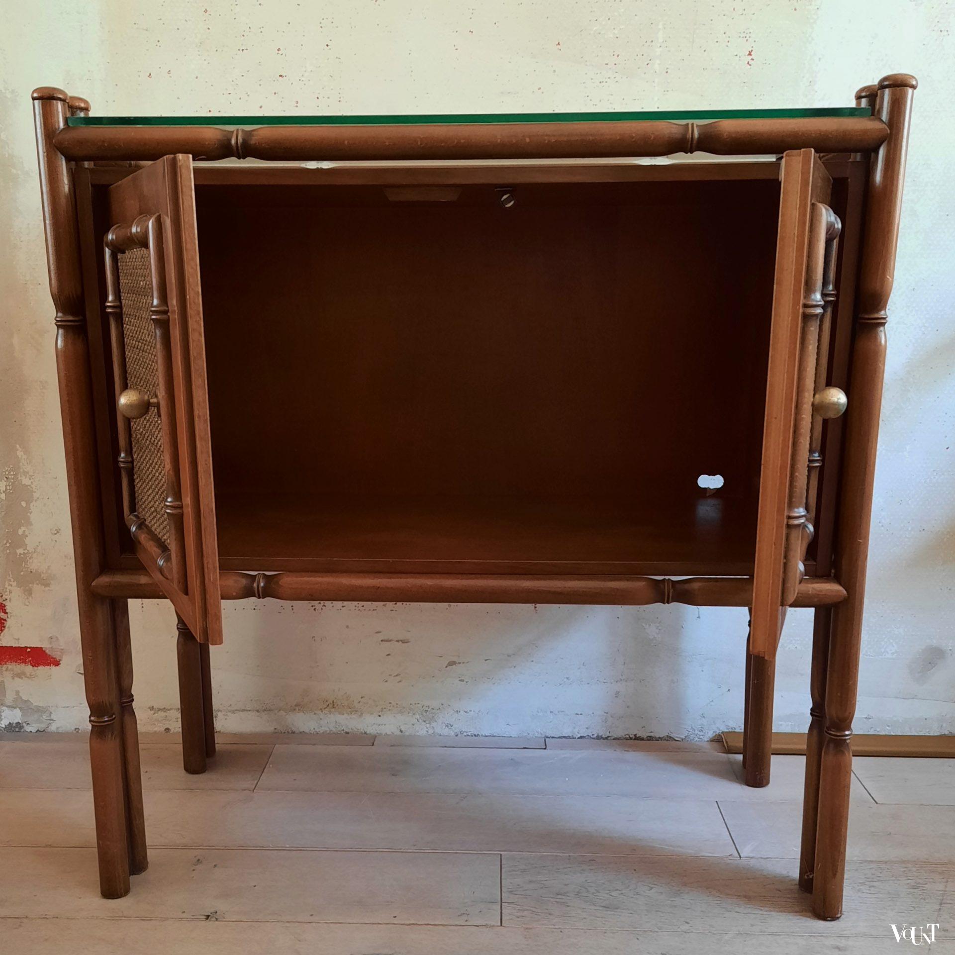 Kastje faux bamboo en rotan, jaren '70