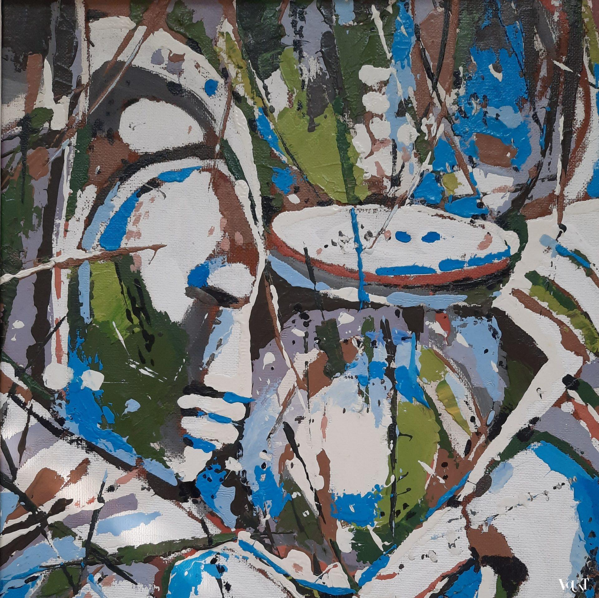 Schilderij M. Obodiwe, Nigeria, gesigneerd, jaren '60/'70