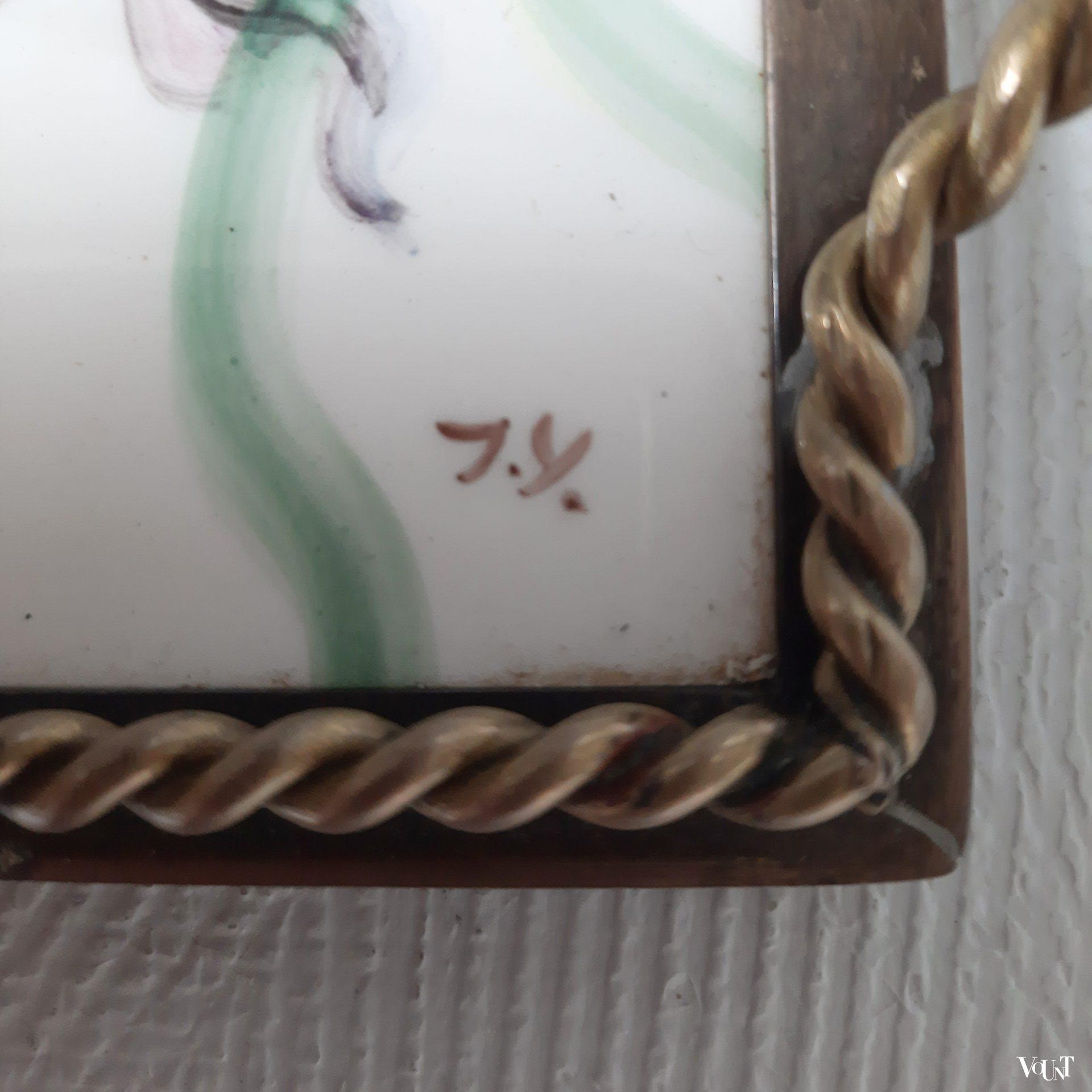 Dienblad met tegelplateau vissen, Handarbete G.A.F., Zweden, ca. jaren '50