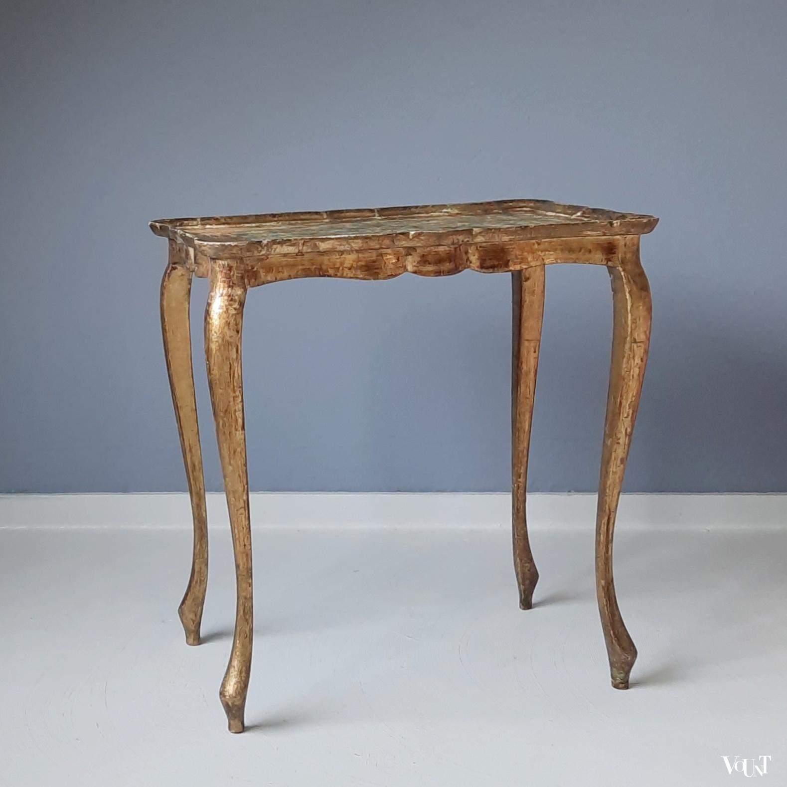 Italiaanse Florentijnse bijzettafel en dienblad, jaren '50/'60