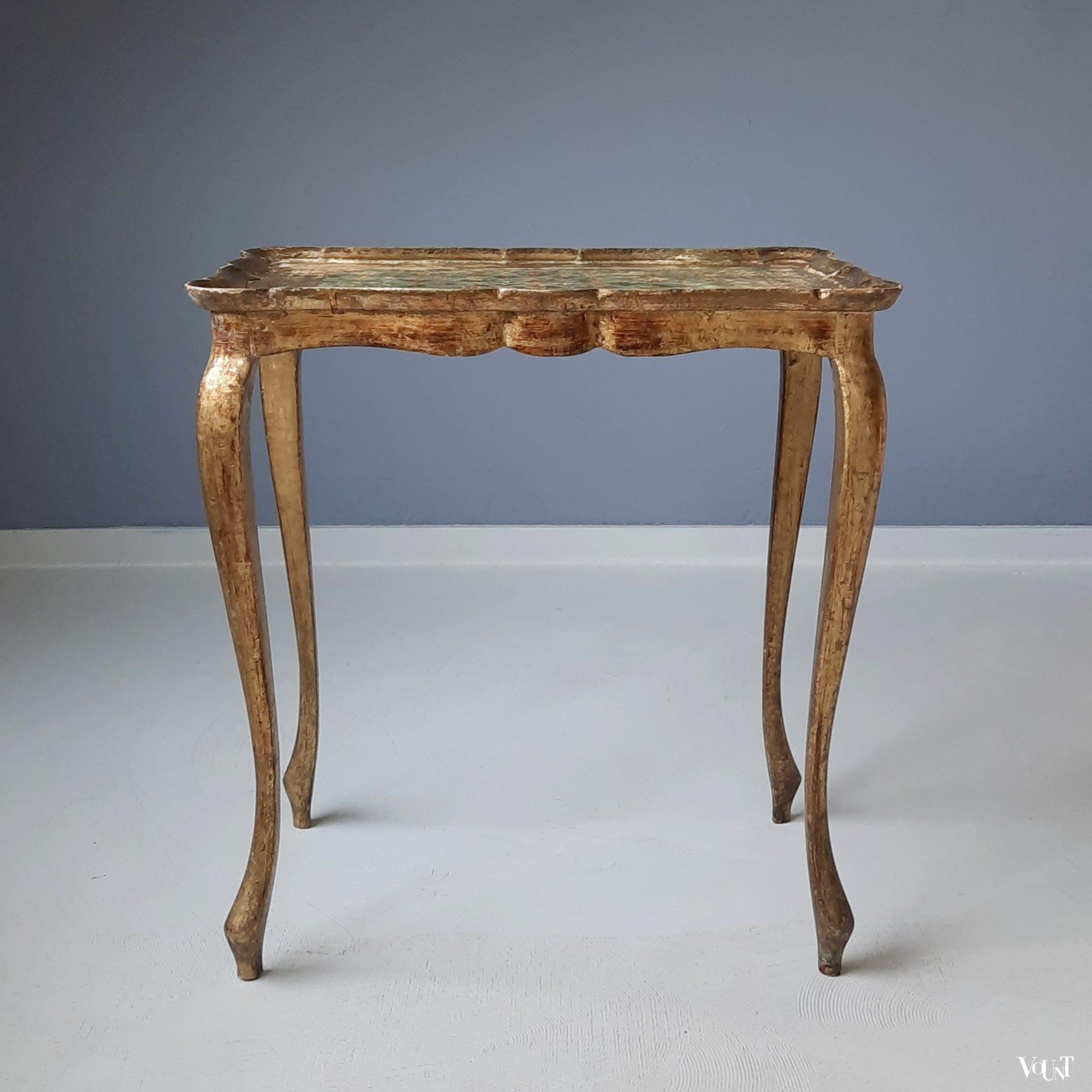 Italiaanse Florentijnse bijzettafel en dienblad, jaren '50/'60