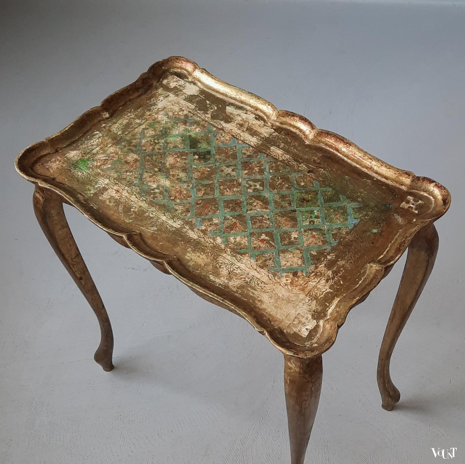 Italiaanse Florentijnse bijzettafel en dienblad, jaren '50/'60