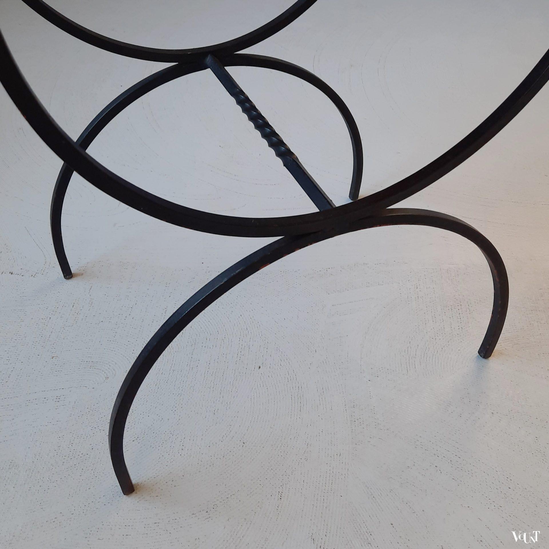 Frans bijzettafeltje met tegeltableau vissen, jaren '50/'60