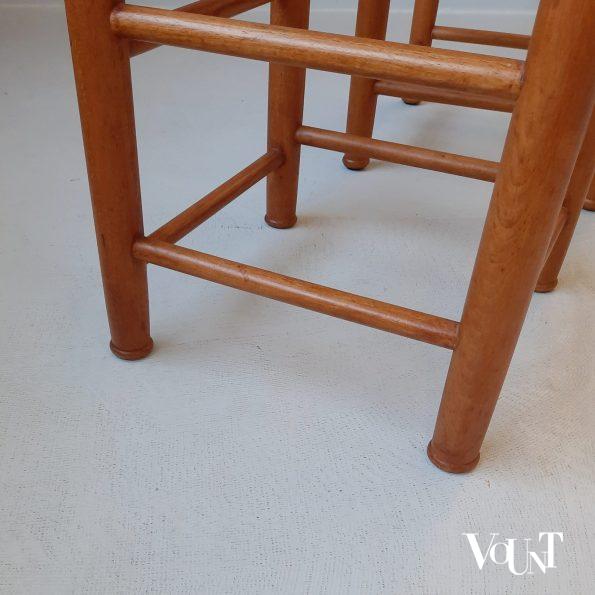 Set van 2 hoge krukken met biezen zitting, jaren '70