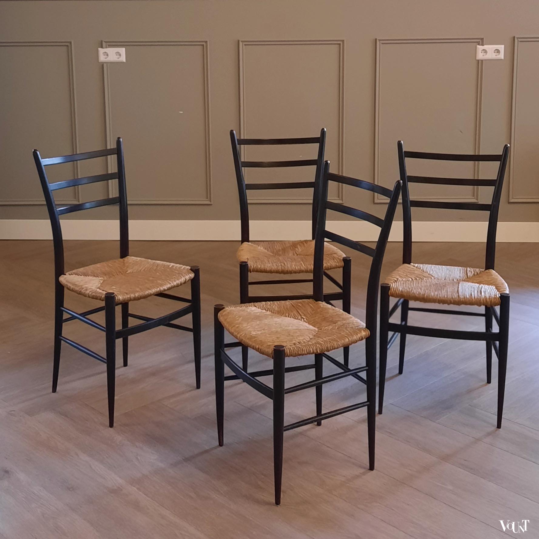 Set van 4 gemerkte Spinetto stoelen, Chiavari, Italië, jaren '50