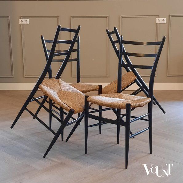 Set van 4 gemerkte Spinetto stoelen, Chiavari, Italië, jaren '50