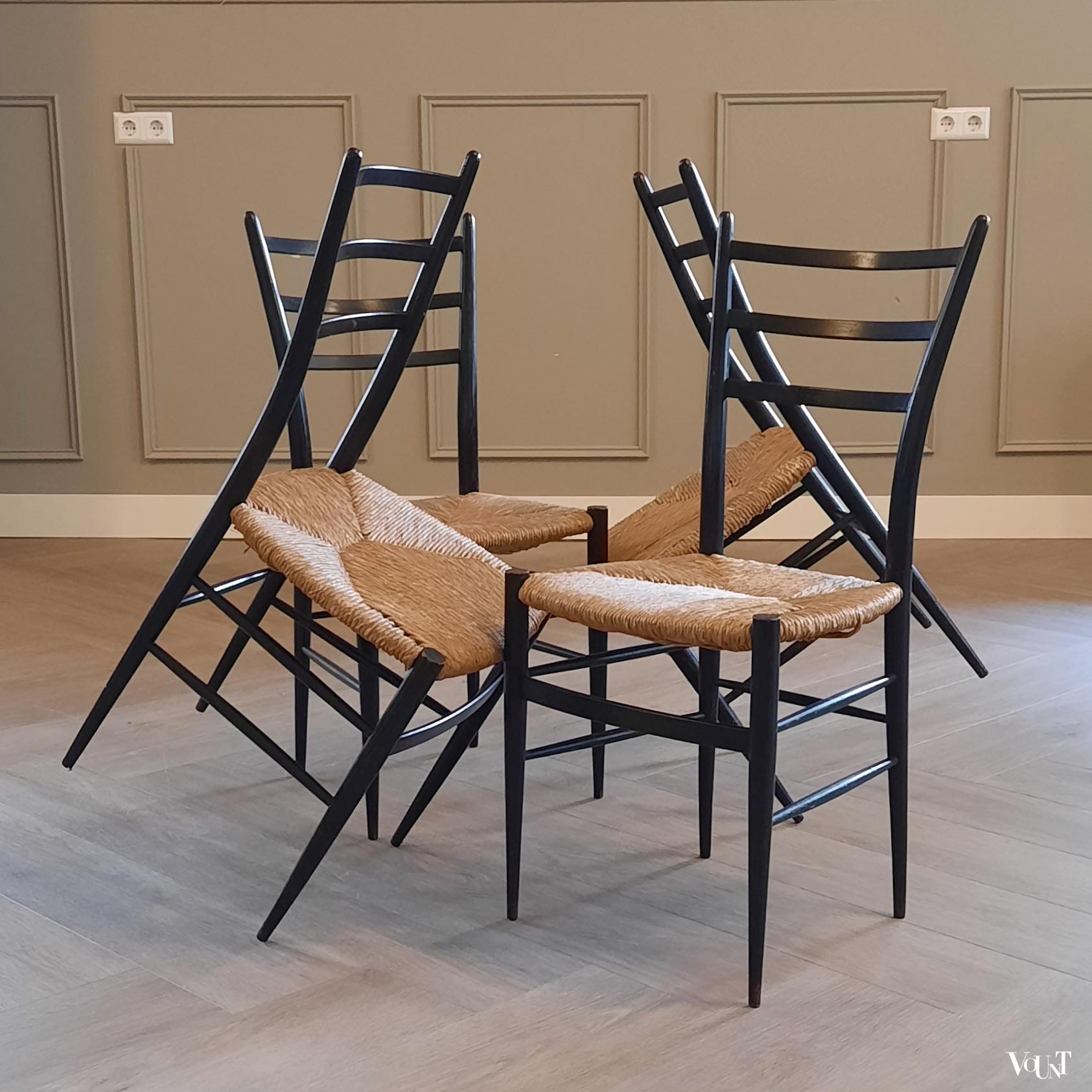 Set van 4 gemerkte Spinetto stoelen, Chiavari, Italië, jaren '50