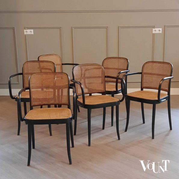 Set van 6 zwarte Praag of 811 stoelen, Ligna, jaren '60/'70