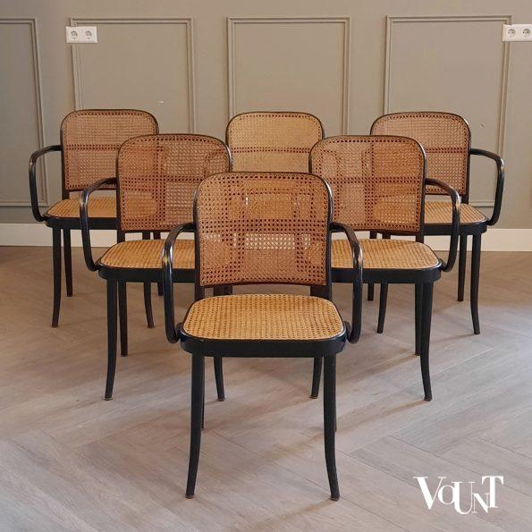 Set van 6 zwarte Praag of 811 stoelen, Ligna, jaren '60/'70