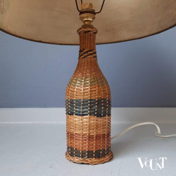 Franse tafellamp met handbeschilderde kap, jaren '50/'60