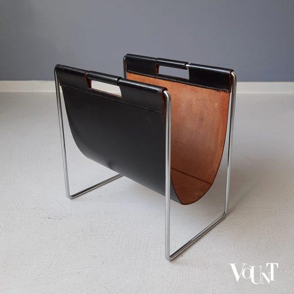 Leren lectuurbak met metalen frame, Brabantia, jaren '70