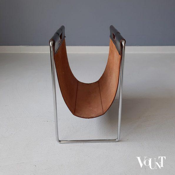 Leren lectuurbak met metalen frame, Brabantia, jaren '70