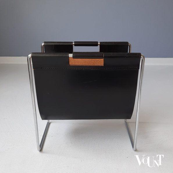 Leren lectuurbak met metalen frame, Brabantia, jaren '70