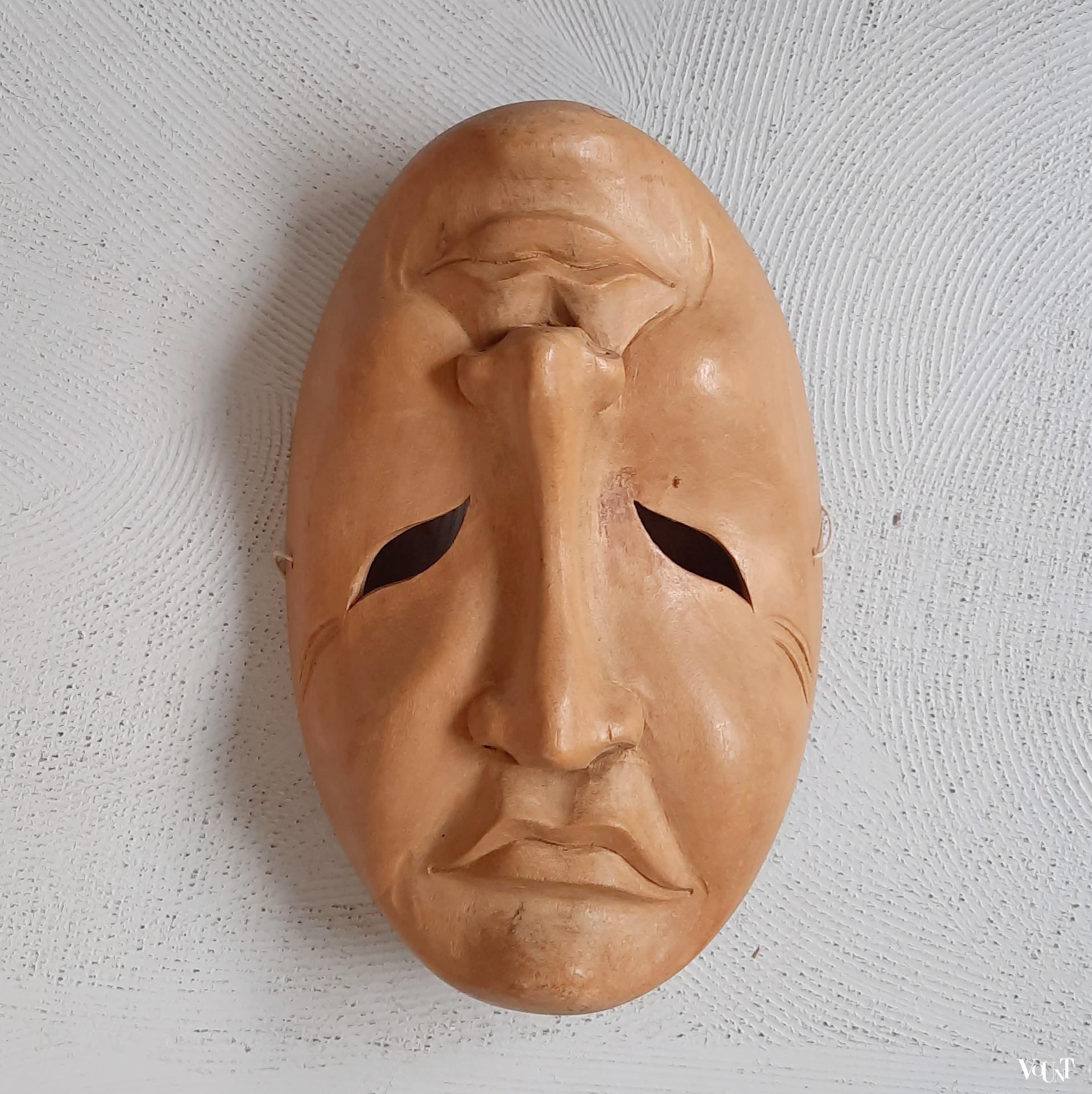 Vintage houten masker 2 gezichten, Bali, 2e helft 20e eeuw
