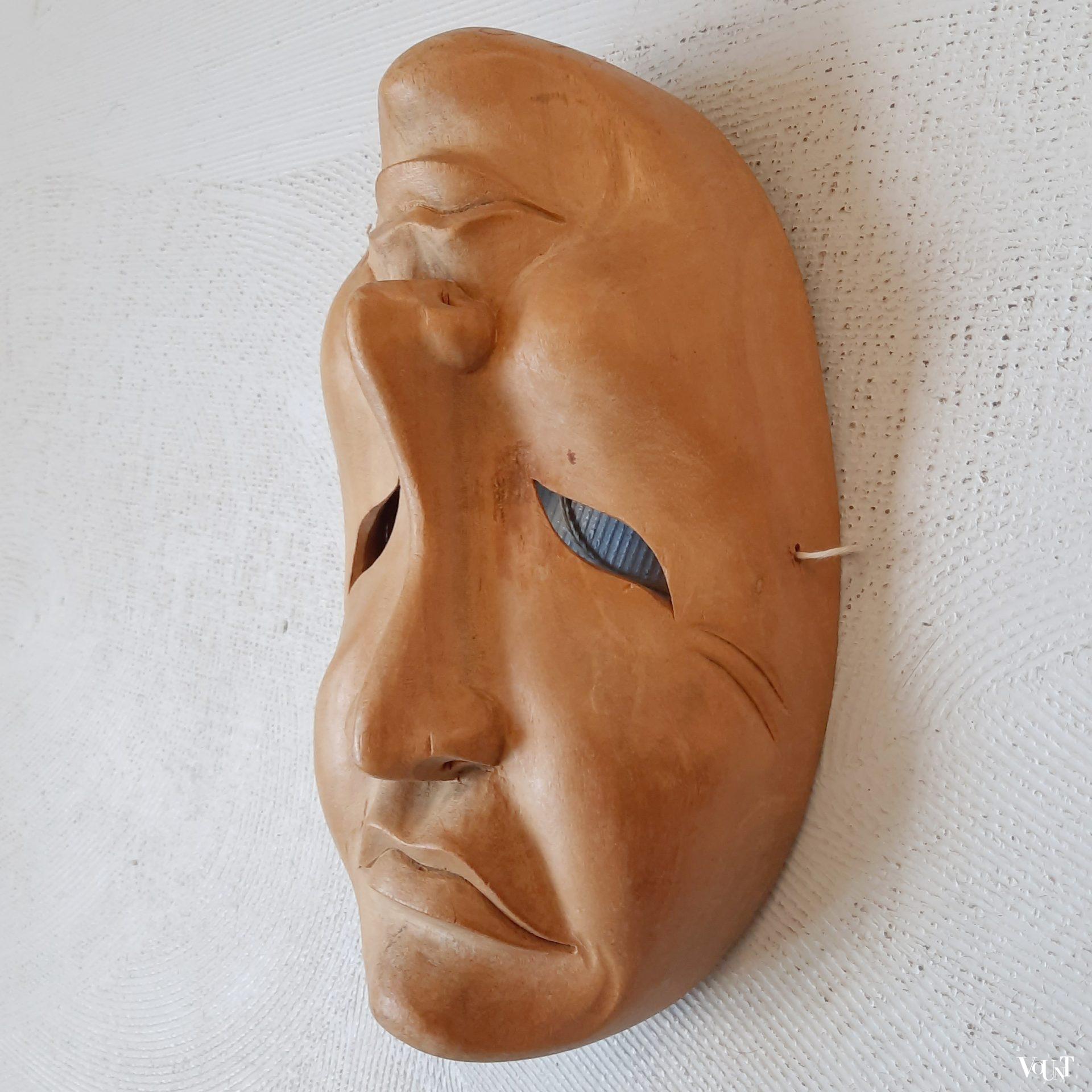 Vintage houten masker 2 gezichten, Bali, 2e helft 20e eeuw