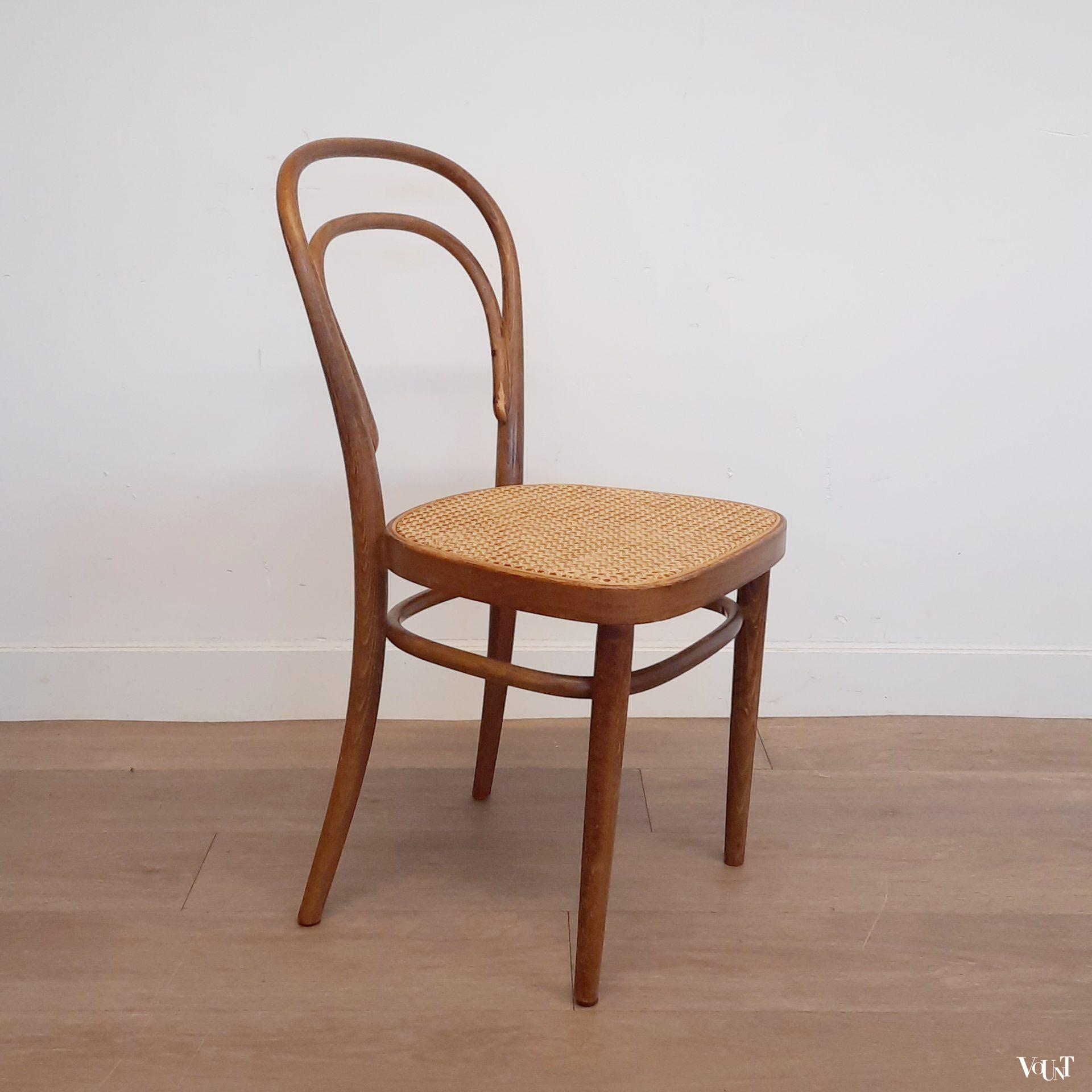 Set van 4 originele bruine Thonet-stoelen nr. 214 R,  jaren '70