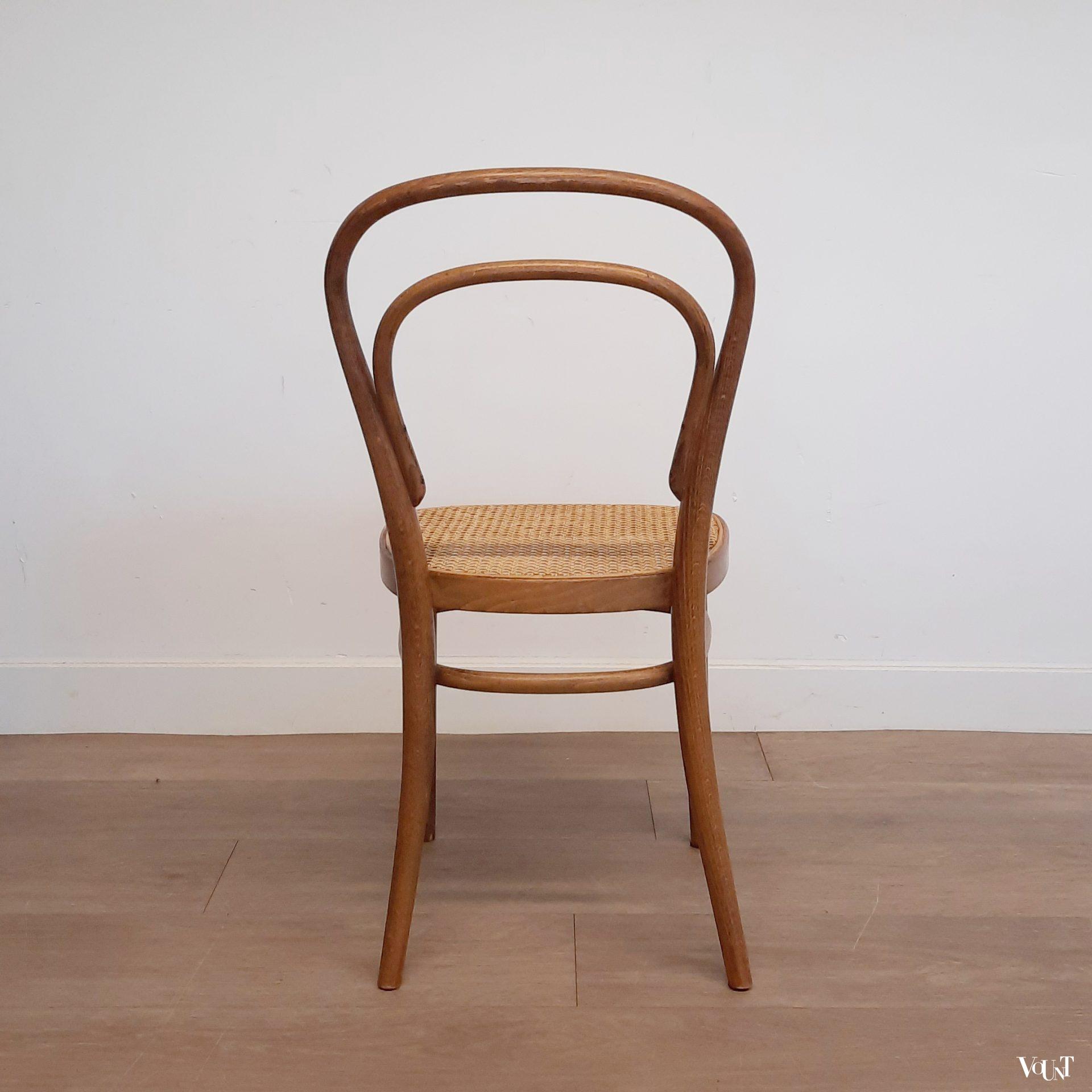 Set van 4 originele bruine Thonet-stoelen nr. 214 R,  jaren '70