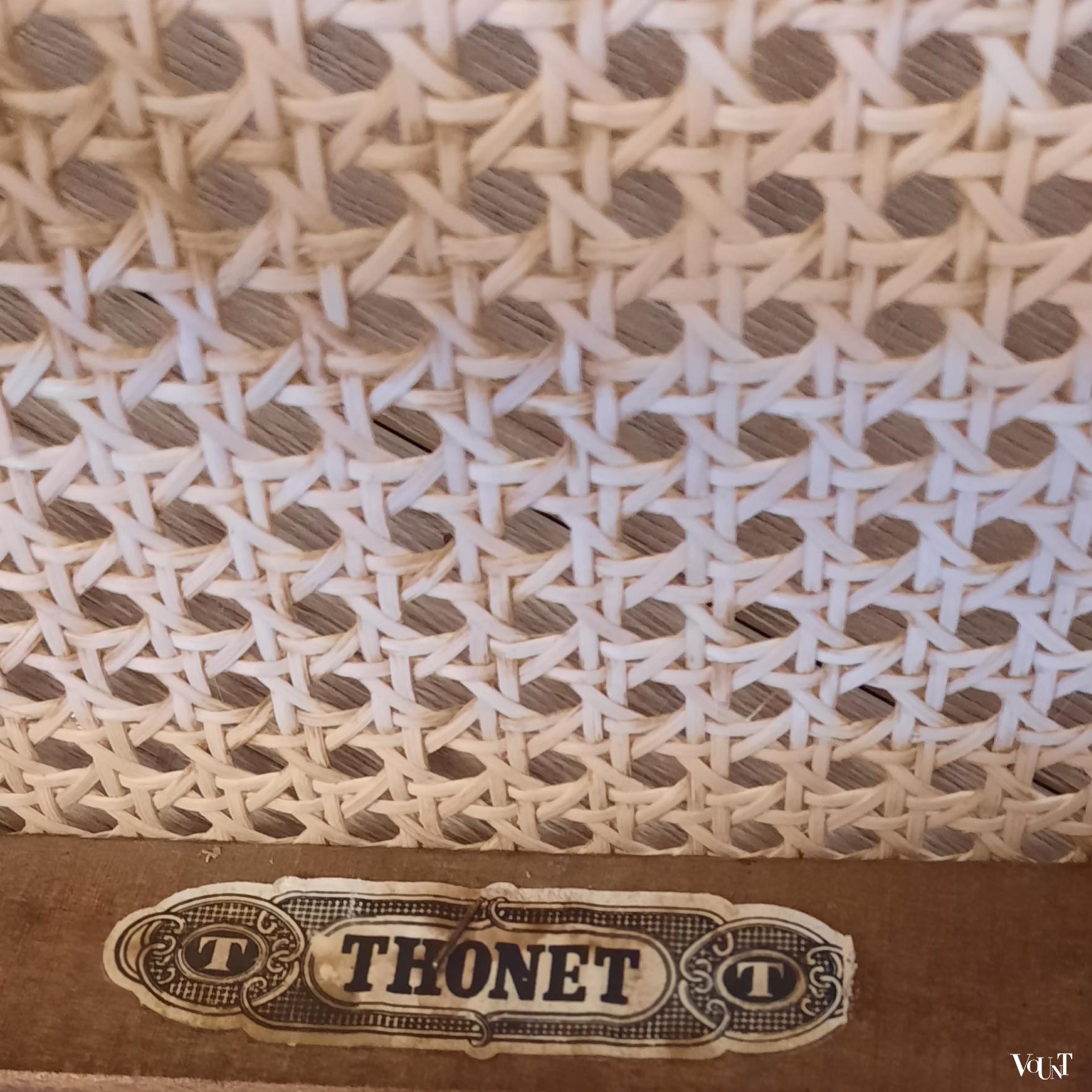 Set van 4 originele bruine Thonet-stoelen nr. 214 R,  jaren '70