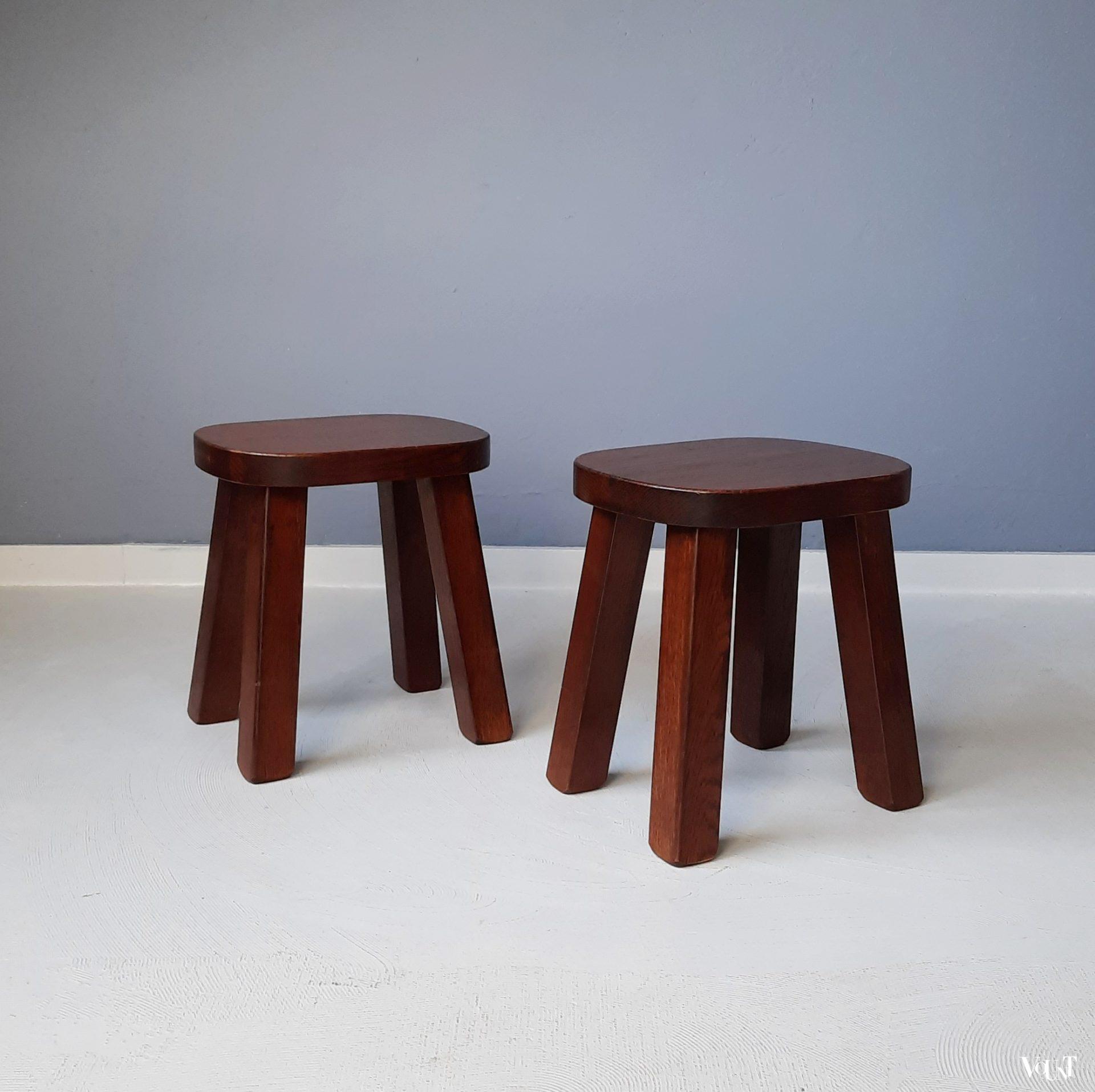 Set van 2 brutalist bijzettafeltjes, jaren '60