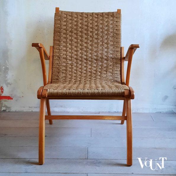 Fauteuil hout en touw, V & D, jaren '50