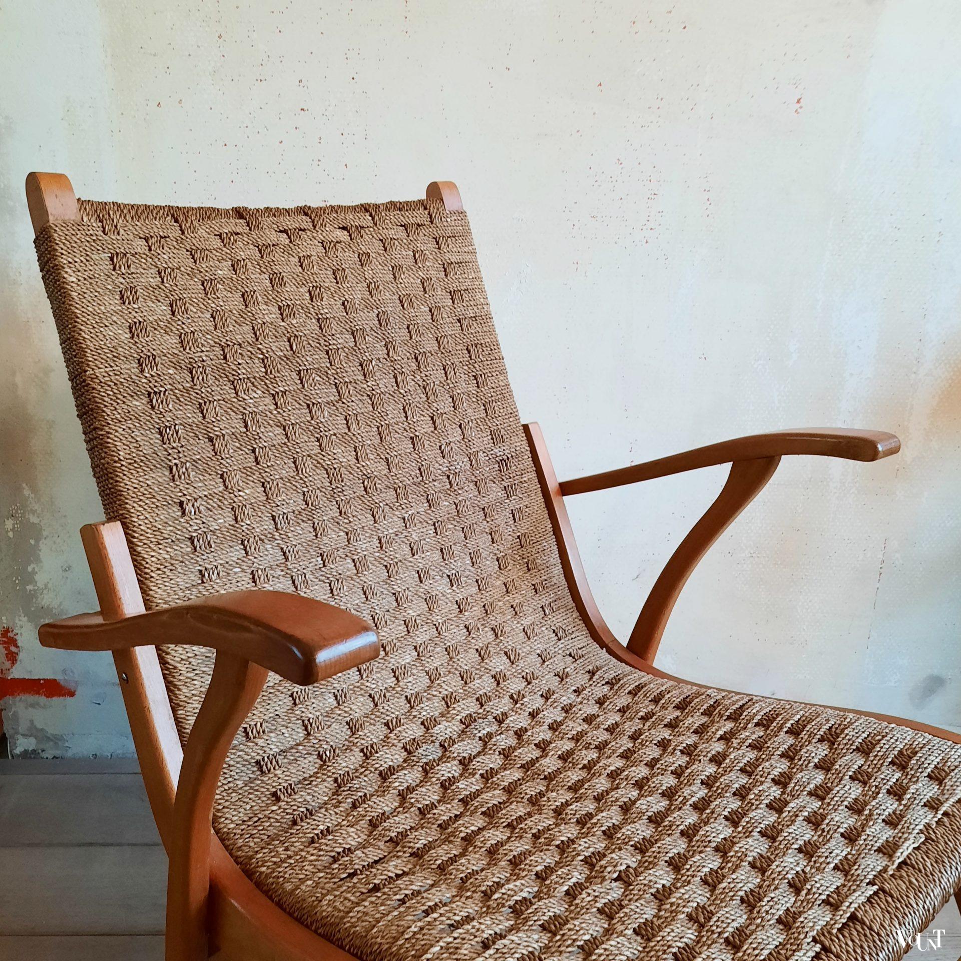 Fauteuil hout en touw, V & D, jaren '50