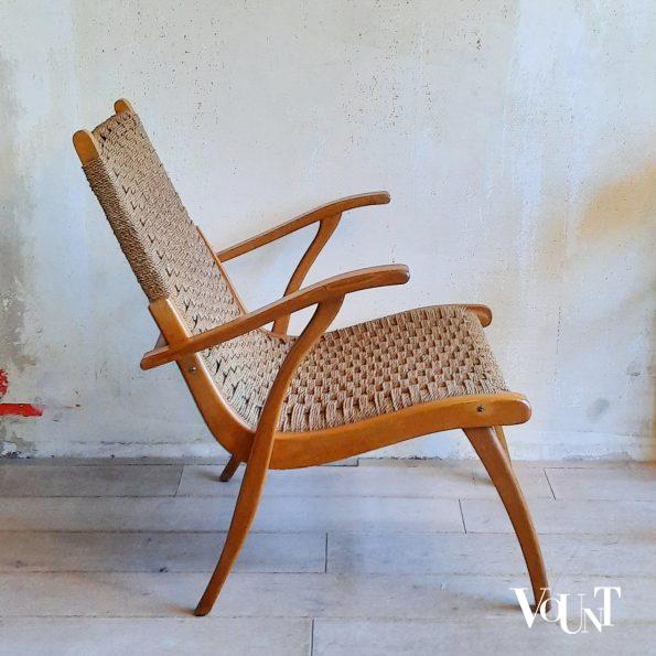 Fauteuil hout en touw, V & D, jaren '50