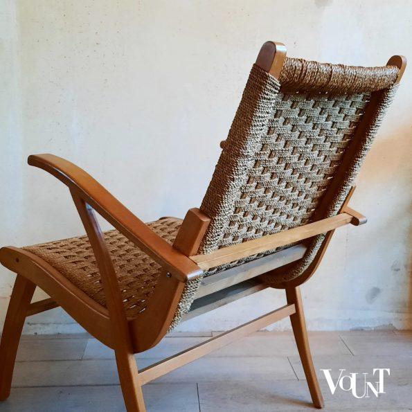 Fauteuil hout en touw, V & D, jaren '50