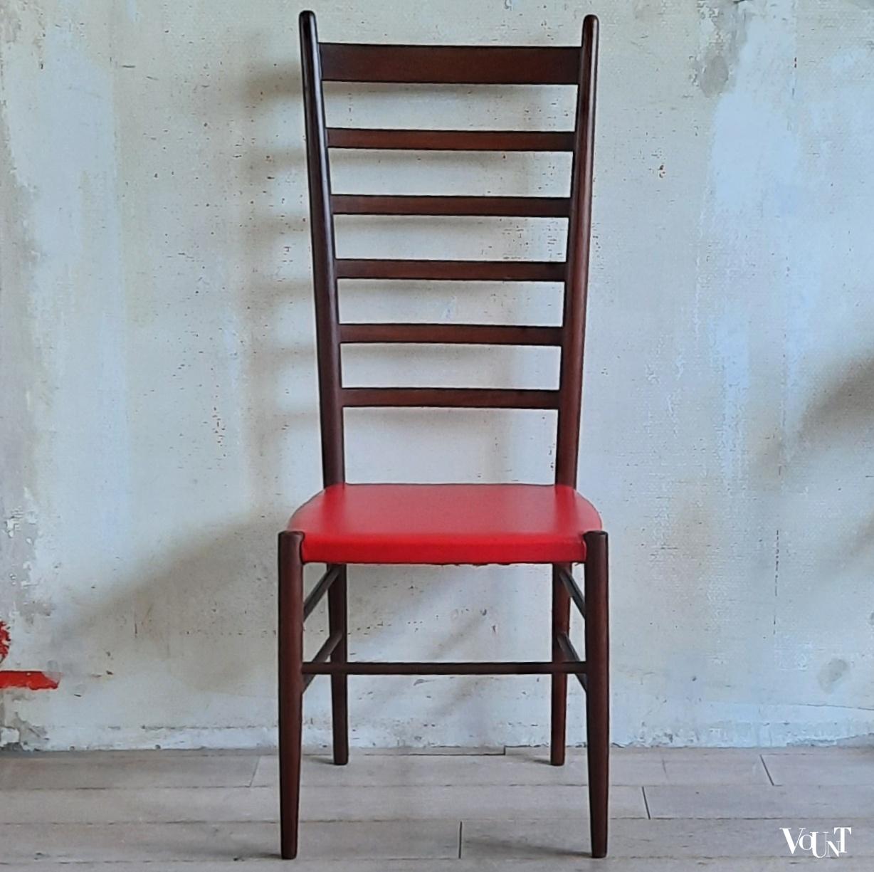 Ladderback stoel met hoge rug, jaren '50/'60