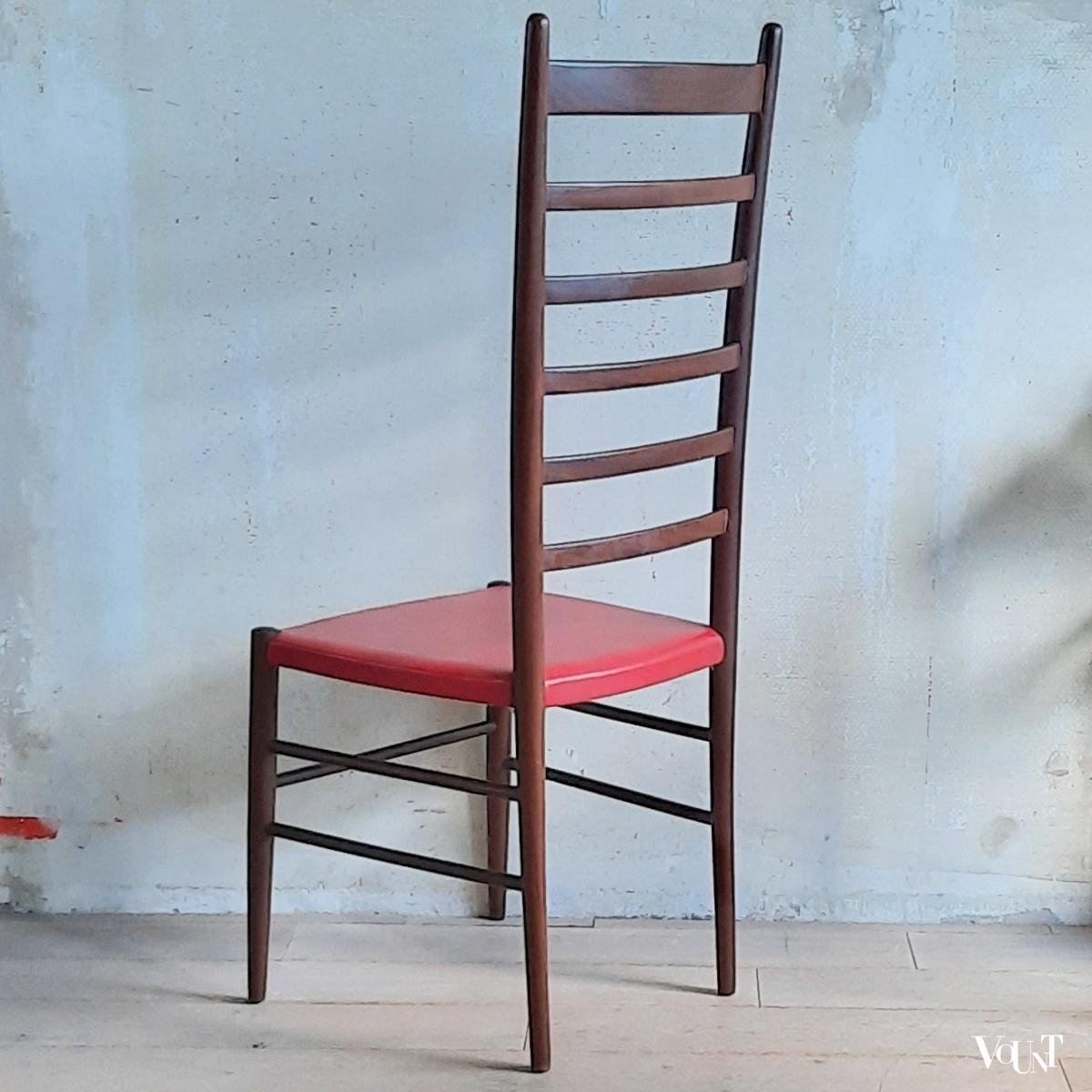 Ladderback stoel met hoge rug, jaren '50/'60