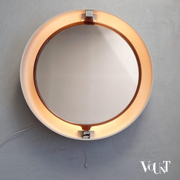 Ronde verlichte wandspiegel, Allibert, jaren '70