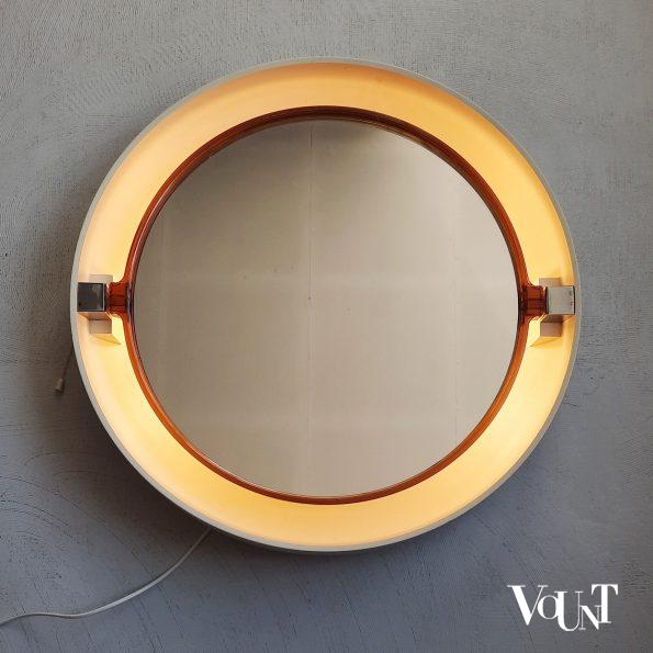 Ronde verlichte wandspiegel, Allibert, jaren '70