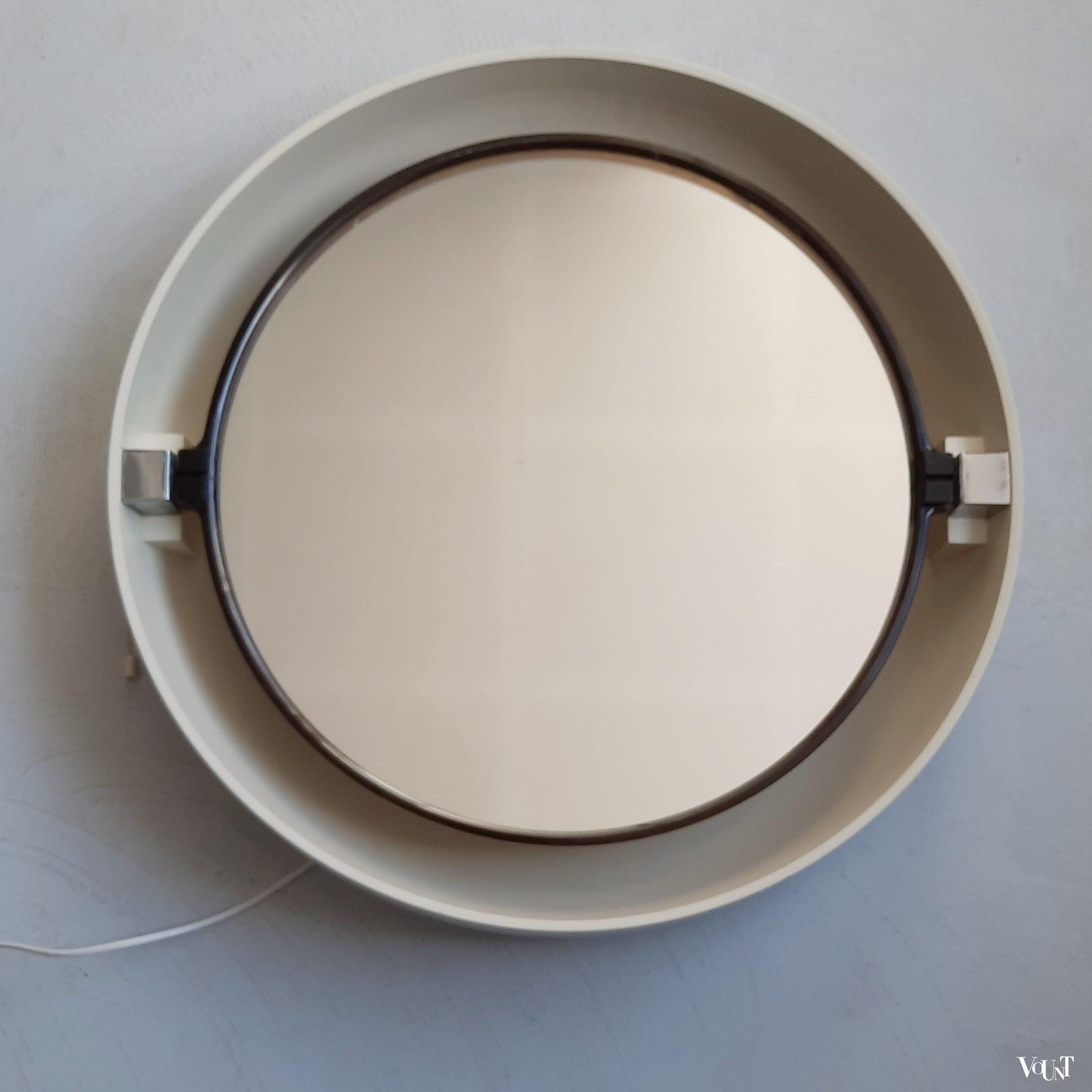Ronde verlichte wandspiegel, Allibert, jaren '70