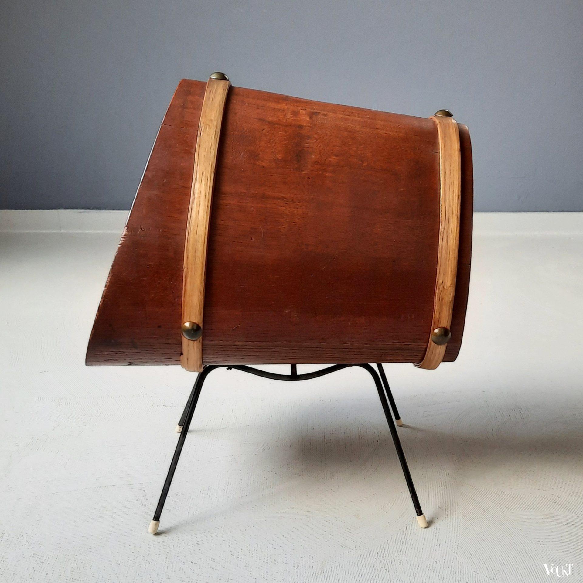 Teakhouten tijdschriftenhouder, Carl Auböck, Oostenrijk, jaren '50