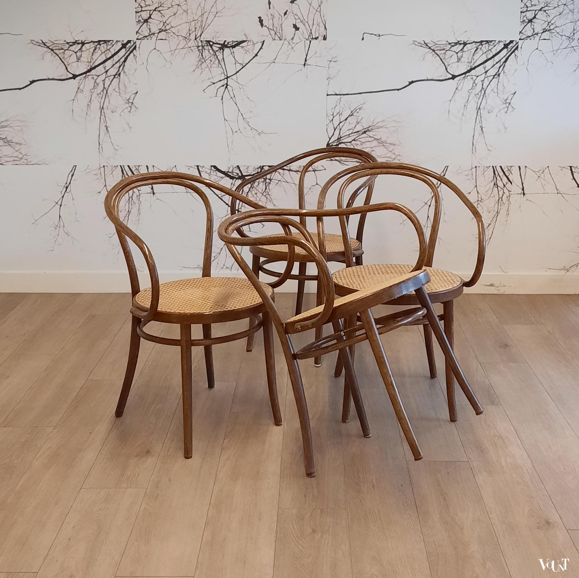 Set van 4 bruine 209 stoelen, ZPM Radomsko, jaren '70/'80