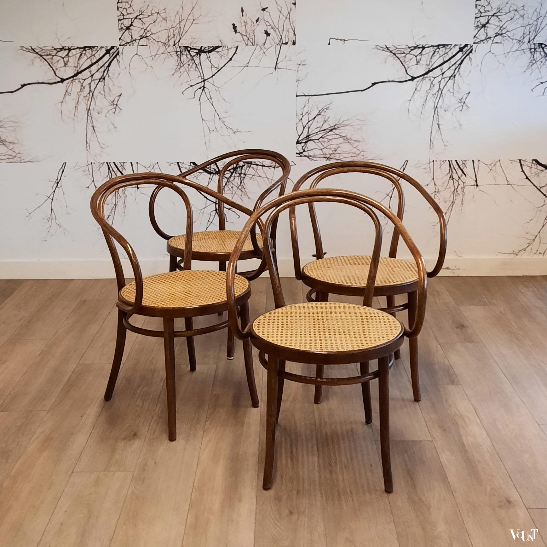 Set van 4 bruine 209 stoelen, ZPM Radomsko, jaren '70/'80