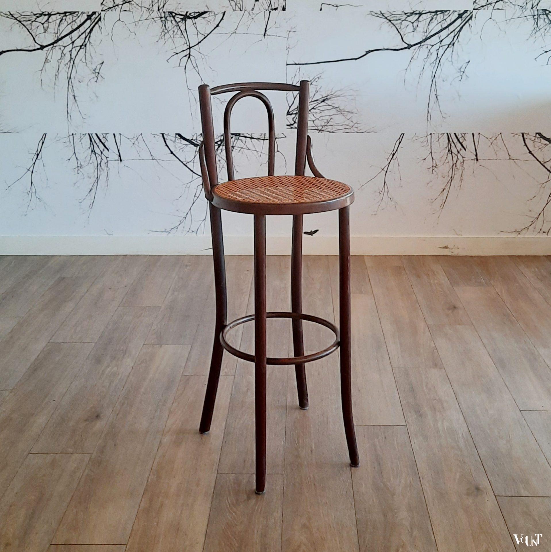 Set van 3 bentwood barkrukken met rotan zitting, jaren '70