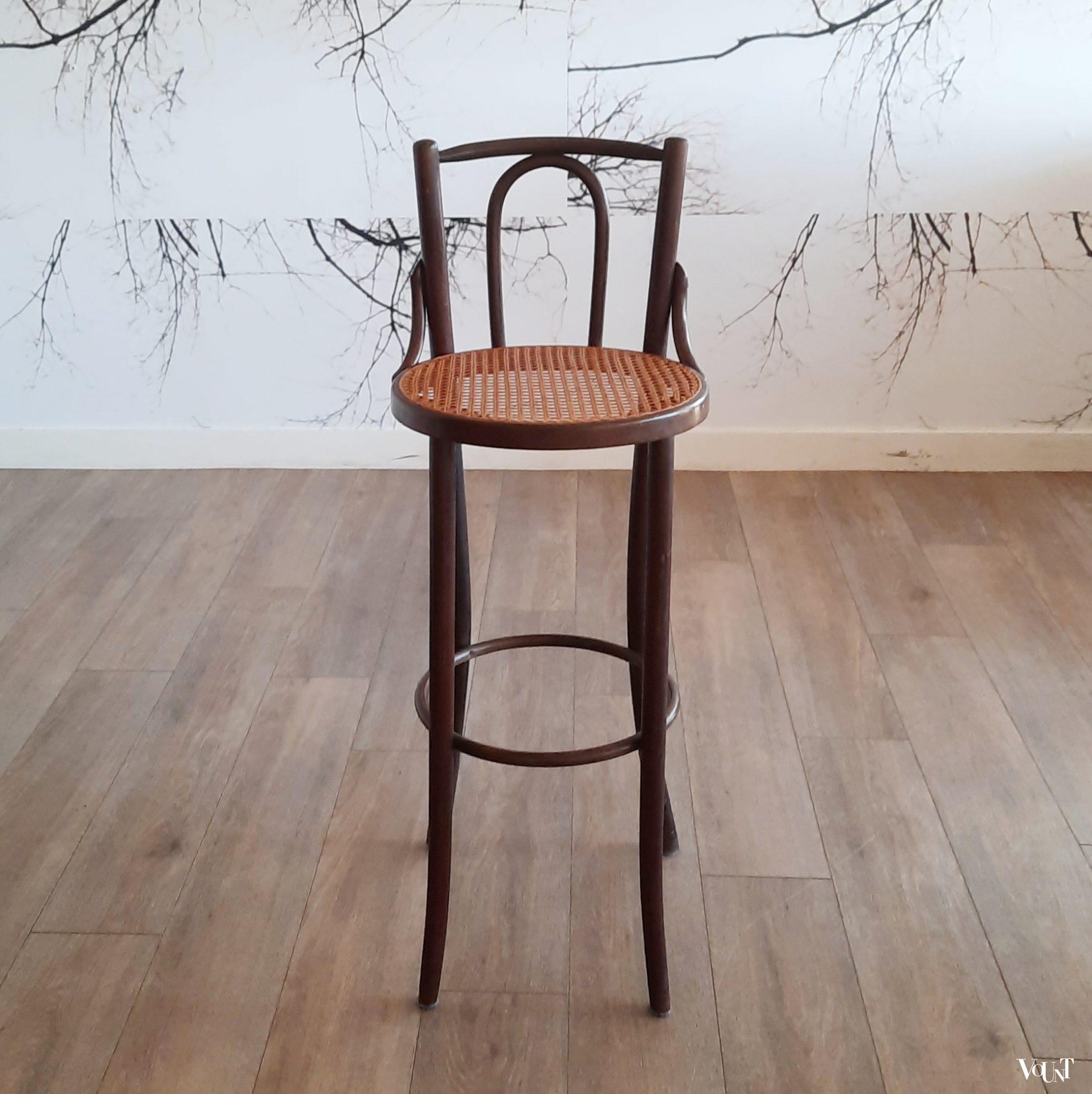 Set van 3 bentwood barkrukken met rotan zitting, jaren '70