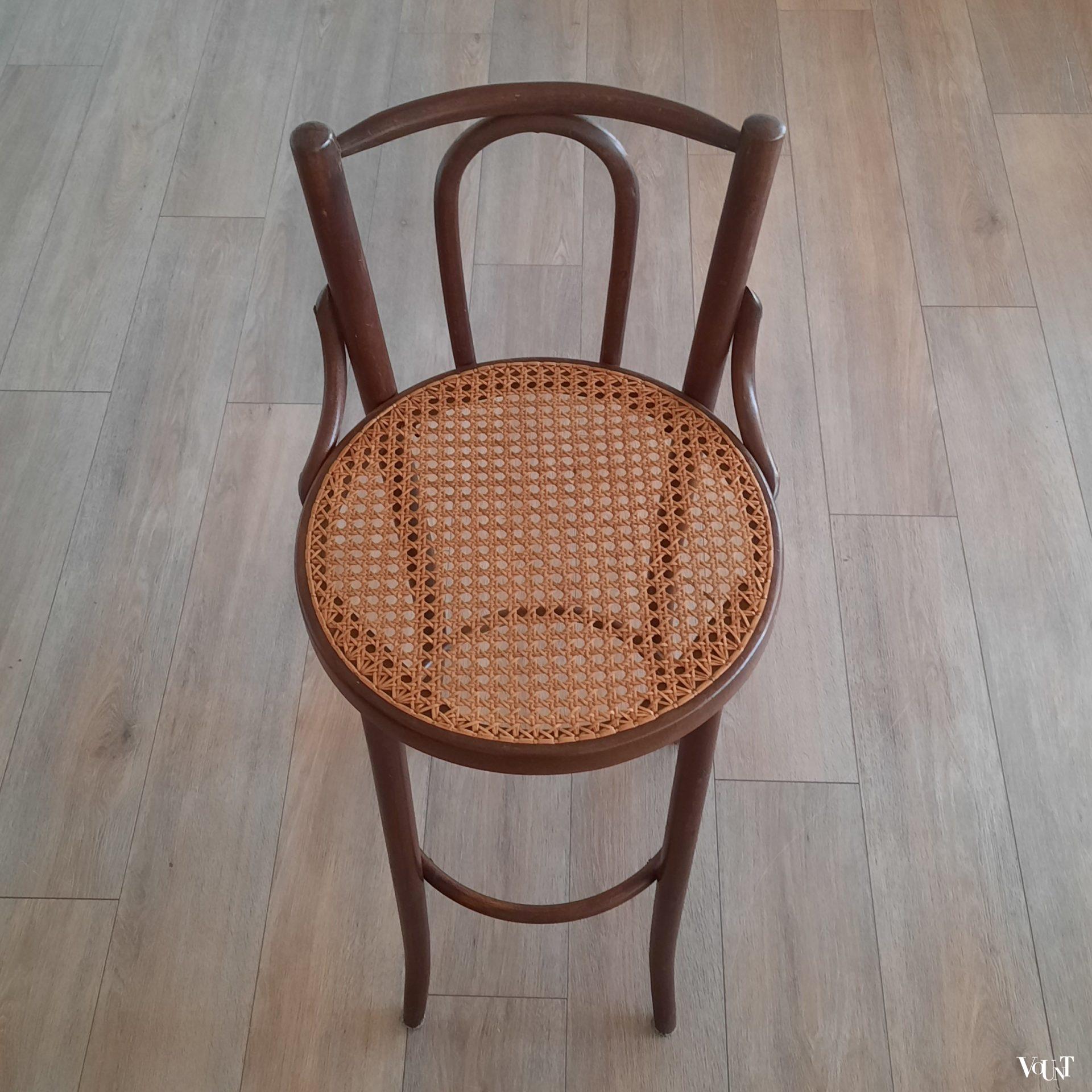 Set van 3 bentwood barkrukken met rotan zitting, jaren '70