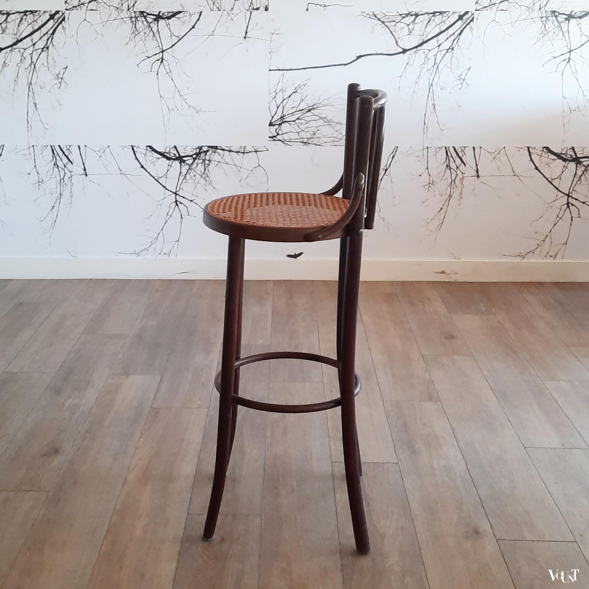 Set van 3 bentwood barkrukken met rotan zitting, jaren '70