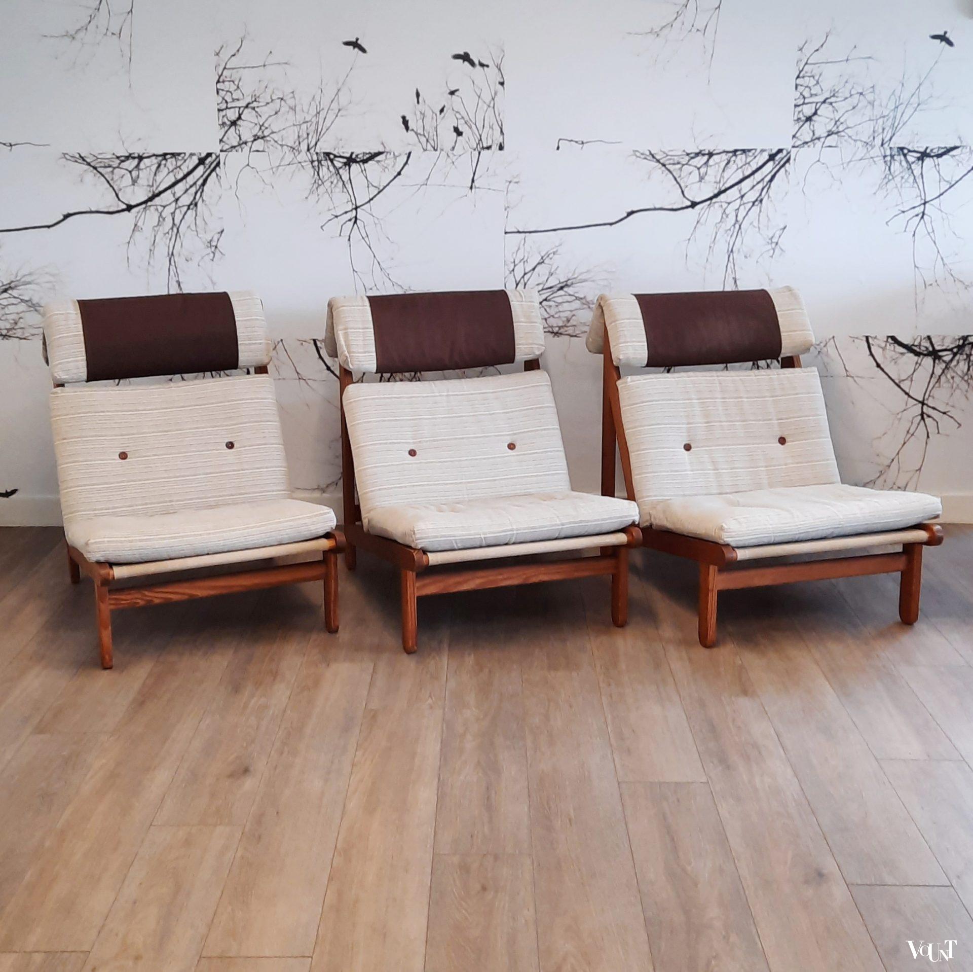 Set van 3 "Rag Chairs", Bernt Petersen, Denemarken, jaren '60